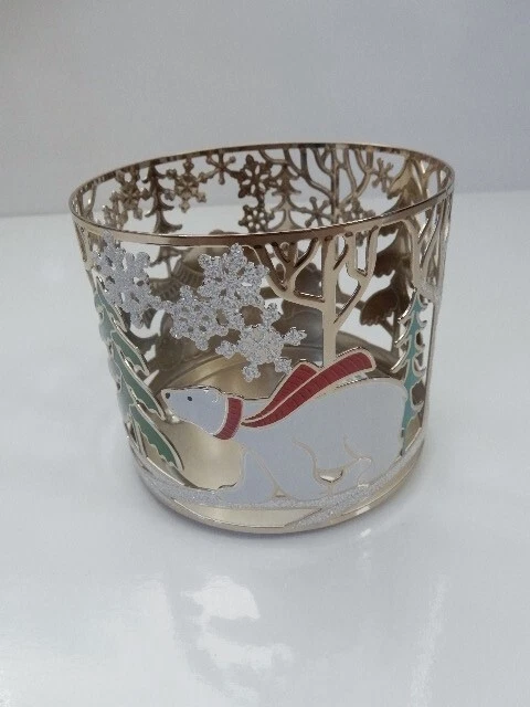 thumbnail image 2 of Bath & Body Works Gold Polar Bears Large 3-Wick Candle Holder Sleeve - Metal, 14.5oz 2 of 5