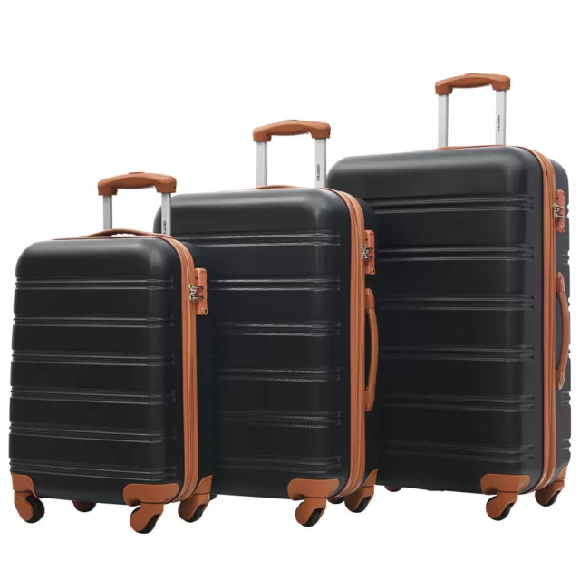 3 Piece Expandable Hardshell Luggage Set Spinner Suitcase with TSA Lock