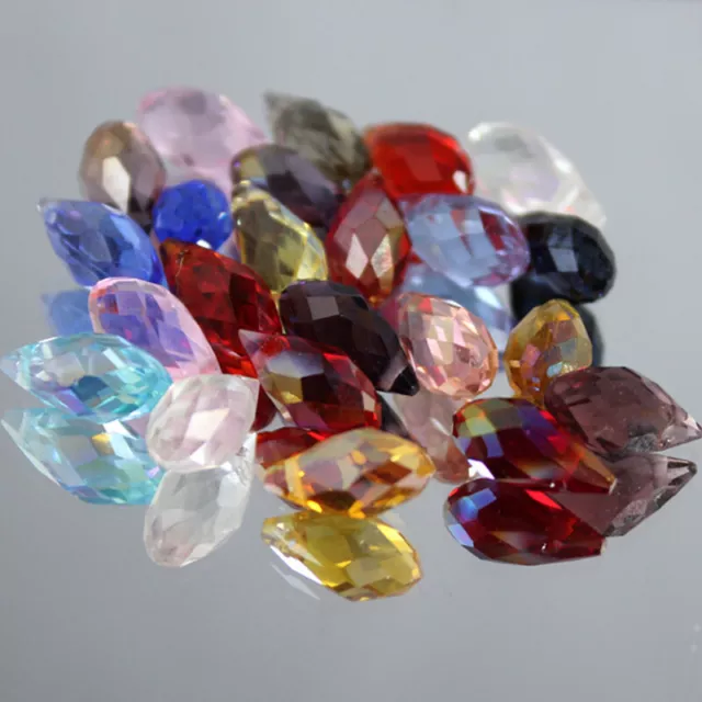 NEW 10Pcs 6X12Mm Mix Oval Faceted Czech Crystal With Hole Teardrop Glass Beads