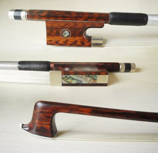 Great Letterwood Snakewood violin bow 4/4,abalone inlay, strong straight