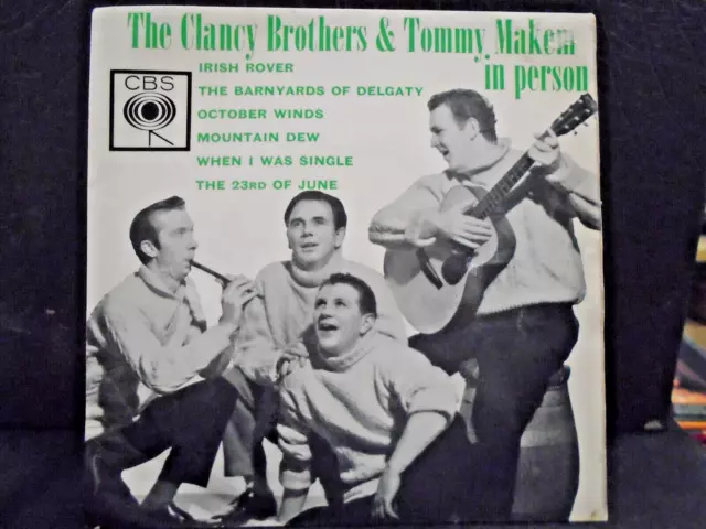 THE CLANCY BROTHERS & TOMMY MAKEM E.P "IN PERSON" UK CBS EX+ COND. IN Or.PIC SL.