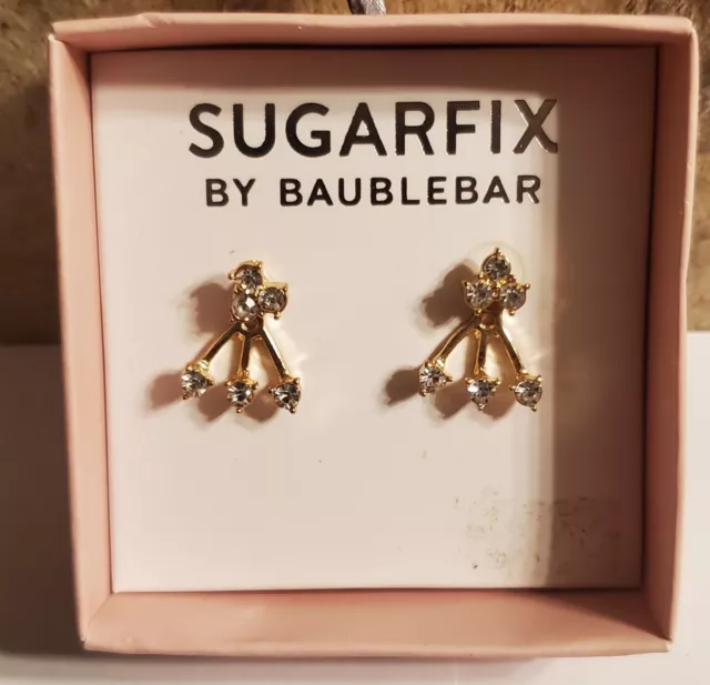 Sugarfix Womens Earrings Tri-Cluster Rhinestones Sparkle Clear Gold Tone