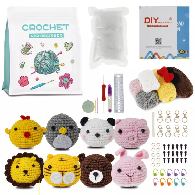 DIY CROCHET STUFFED Animal Kit Beginner Crochet Kit Hot Yarn Hooks Crochet  D9P9 $22.61 - PicClick AU