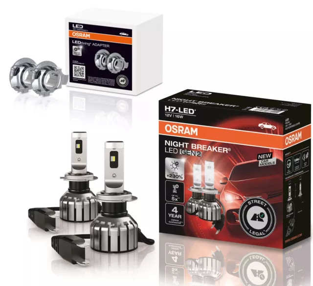 OSRAM Night Breaker H7 LED GEN 2 Nachrüstlampen + Adapter für VW Passat B5 3BG 2