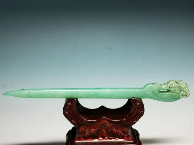 Oriental OLD Nephrite JADE Hand-carved Ancient Propitious Cloud Hairpin SD4
