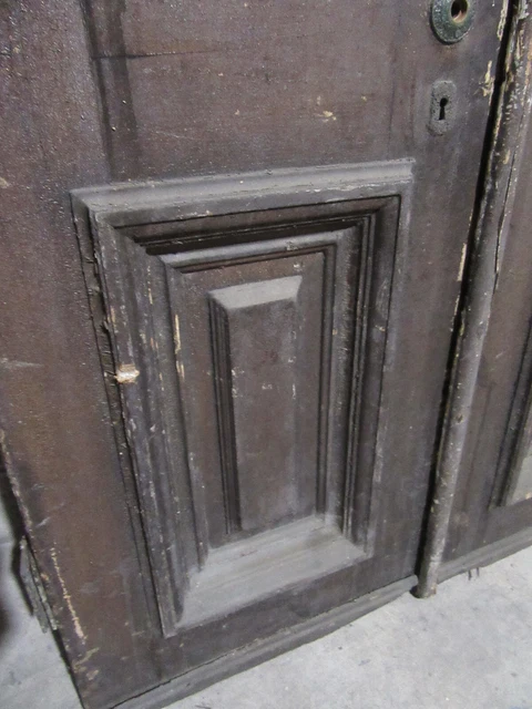 ~ Antique Oak Double Entrance French Doors Beveled Glass ~ 44 X 87 ~ Salvage 7