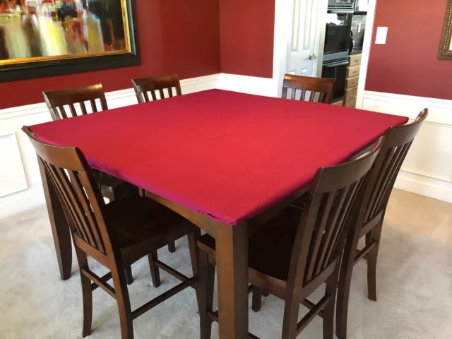 Cherry RED Poker Felt Table cover - fits 48" round table - elastic edge bl - mto 3