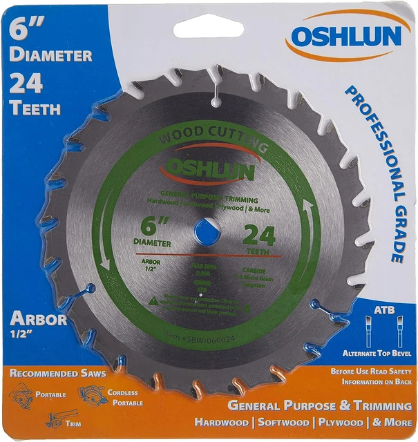 SBW-060024 6-Inch 24 Tooth ATB General Purpose and Trimming Saw Blade with 1/2-I