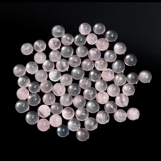 Pierre précieuse de quartz rose naturelle, lot de cabochons à dos plat de...