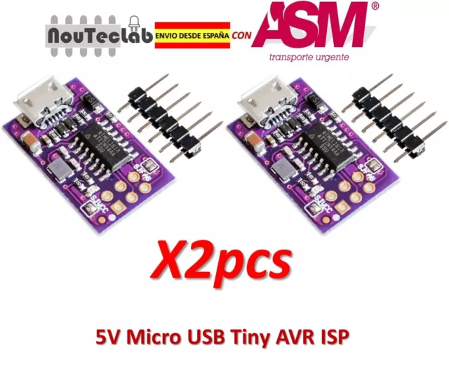 2pcs Tiny Avr Isp ATtiny44 ATTiny45 ATTiny85 Usbtinyisp Programmeur 5V Micro USB