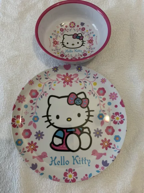 Hello Kitty - Plato y tazón de plástico para la comida de 2 piezas, totalmente nuevo