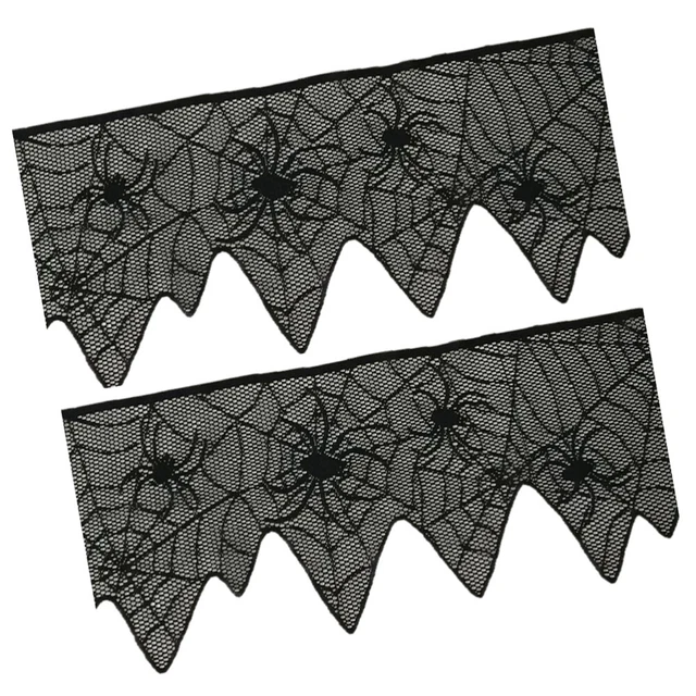 2 pz tende in pizzo nero tende per finestra nere Halloween