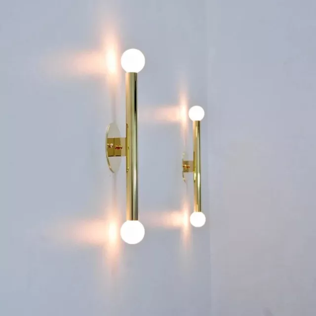 Pair Of 2 Light Wall Modern Brushed Brass Sputnik chandelier light Fixture