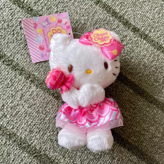 Sanrio Hello Kitty Plush Mascot Holder Chupa Chups Collaboration Ball Chain Cute