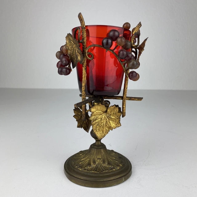 Ewiges Licht Öllampe Kerzenständer Messing Bronze Weintraube Kirche Sakral Antik