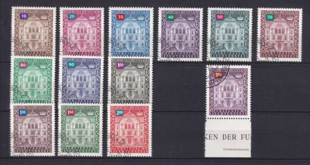 Liechtenstein Dienstmarken Nr. 57 - 68 und Nr. 69 sauberer Eckstempel, komplett