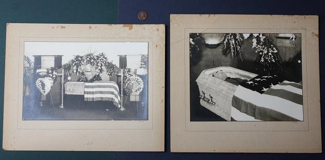 1930-40s Era Post Mortem TWO Cabinet photo set- Gabel Photography Studio- WEIRD!