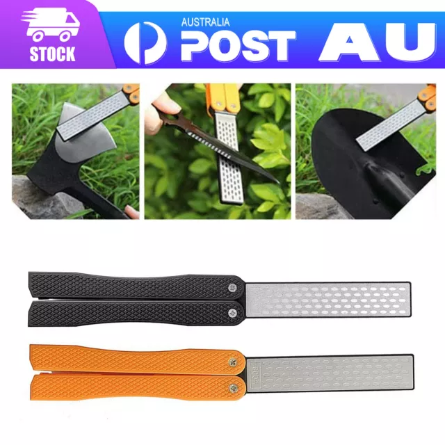 Folding Diamond Knife Sharpener 400/600 Grit Double-Sided Sharpening Stone L