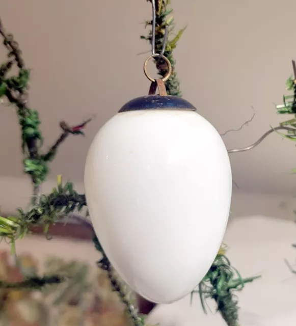 Milk Glass Egg Kugel Christmas Ornament. Early 1880s German Glass Ornament