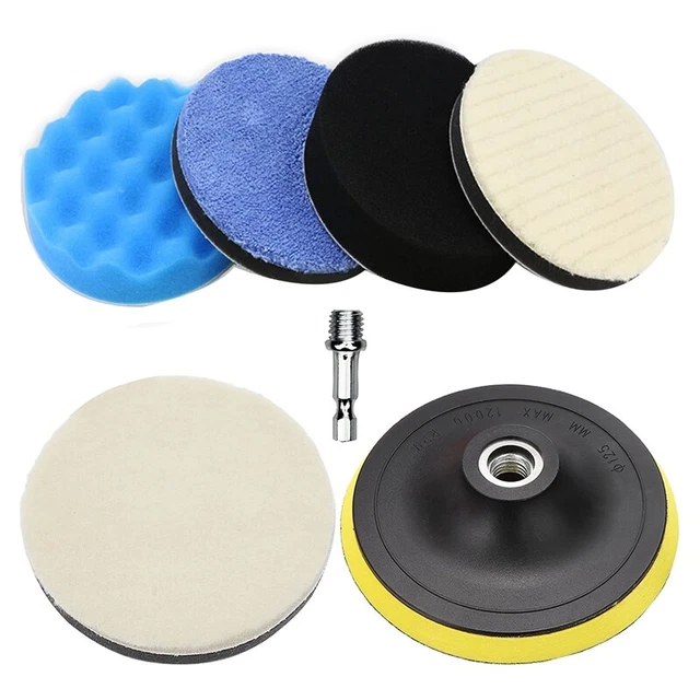 5 Inch Wool Polishing Buffing Pads Kit, 7 Pcs Waxing Buffing Polishing Spon L2B5