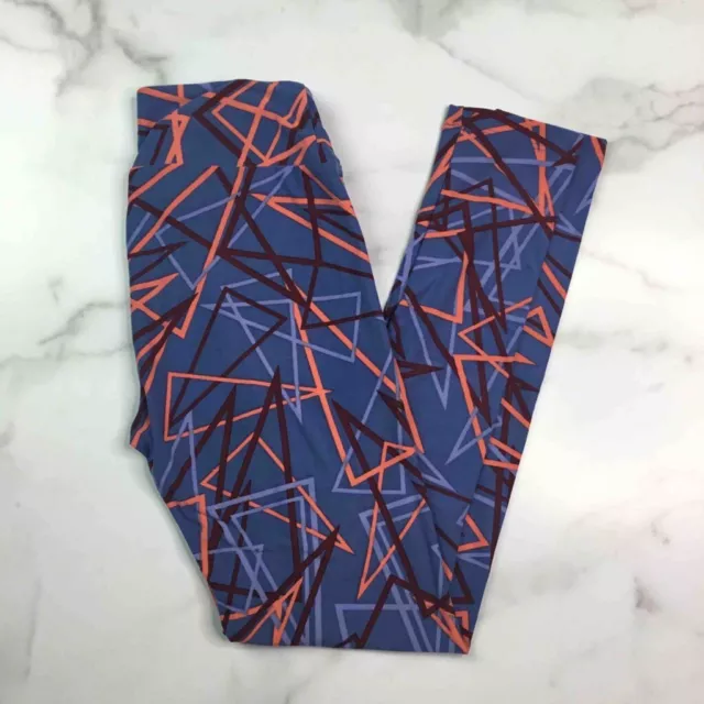 legging femme LuLaRoe longueur cheville extensible géométrique bleu pêche taille unique neuf