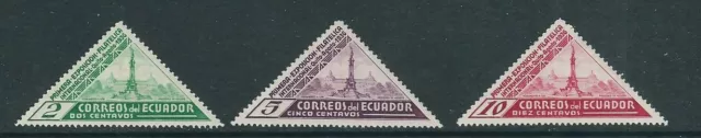 Ecuador 1936 Briefmarkenausstellung Ausgabe Kurz Set (Sc 352-354) VF Mlh