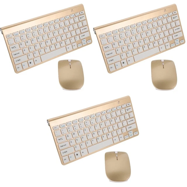 KNOWSQT Tastiera wireless e mouse combinata, bianco-arancione, 2,4 GHz