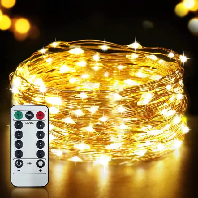 USB Plug In Micro String Lights 50/200 LED Copper Wire Party Static Fairy Light
