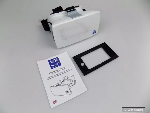 VR-WoW ! Lunettes de réalité virtuelle 3D VR blanches avec adaptateur iPhone 5, neuves LIRE