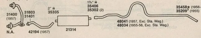 1957 Chevy I6 Or V8 Hardtop Single Exhaust System, Aluminized