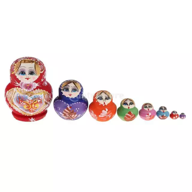 10pcs Wooden   Miniature Babushka Dolls Girs Toys for Kid's