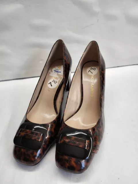 Franco Sarto Heels Shoes Size 7.5 Leopard Print Brown Slip-on