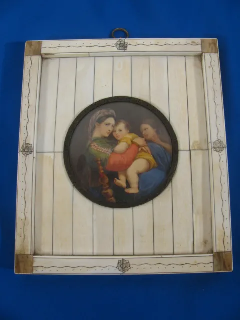Miniaturmalerei signiert 11 Raffael  Madonna nach Raphael Italien 1900   (B 31)