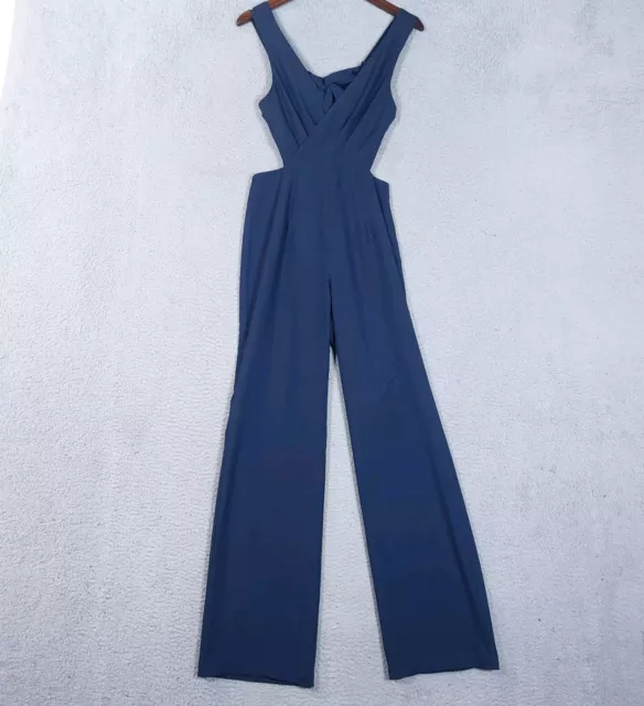 House Of Harlow 1960 Revolve Jumpsuit Women Small Navy V-Neck Back Tie Cut Out