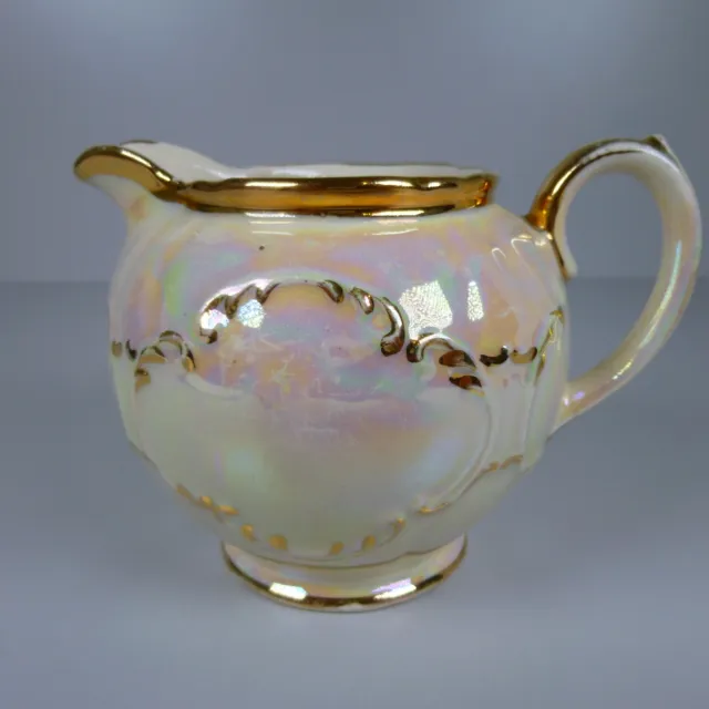 Vintage Sadler Milk Jug Creamer Pearl And Gold Lustre Made In England