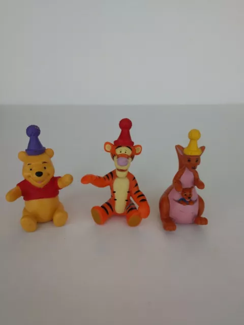 3-Vintage Disney Winnie the Pooh PVC Set Tigger,Pooh, Kanga and baby Roo 3"