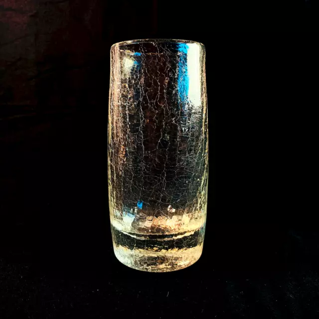 GLAS VASE 60er 70er CRAQUELEE Craquelé Eisglas Klarglas 15,3 cm