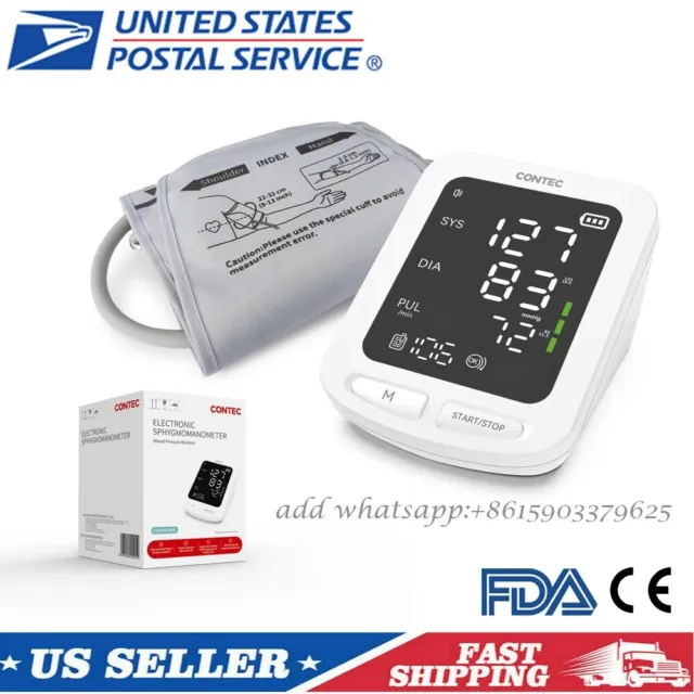LED Digital Arm Blood Pressure Monitor BP,Heart Rate Machine,large adult Cuff