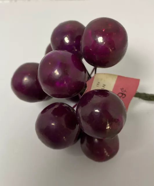 Vtg Millinery Lacquered Purple Plum Berry Shaped Fruit Japan 12