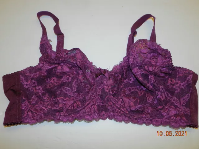 EUC Frederick's Of Hollywood SZ 42D Purple/Wine unlined bra lace lovely