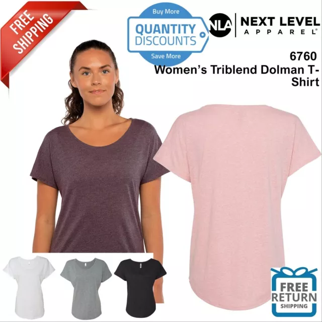 Next Level Women's Plain T Shirt Top Triblend Dolman Tee 6760 Up To 3XL