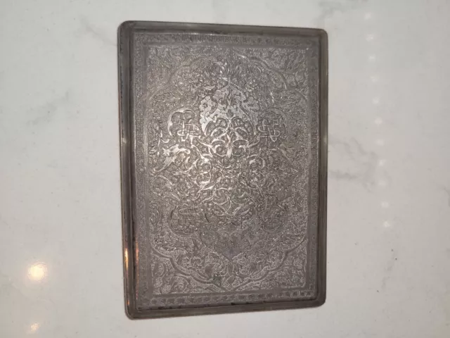 Vintage Persian 84 Hallmarked Engraved Silver Cigarette Case