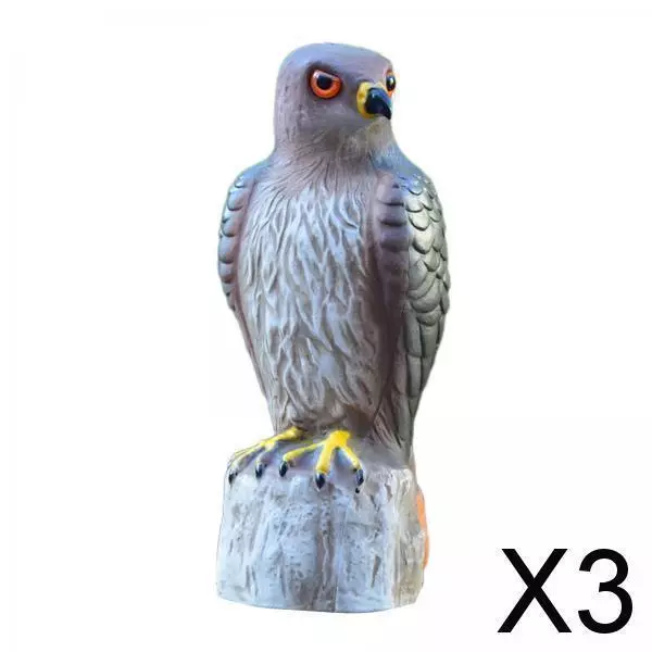 3x Realistic Wildlife Red Tailed  Perching on Tree Stump Statue Birds of Prey