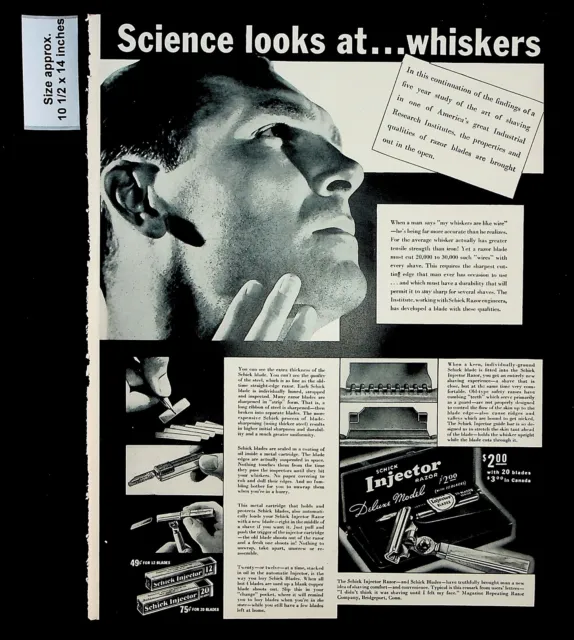 1937 Schick Injector Razor Deluxe Model Man Shaving Vintage Print Ad 31589