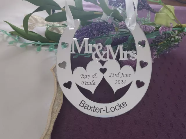 Personalised Mrs & Mrs or Mr & Mrs Wedding Horseshoe Keepsake, Bridal Gift