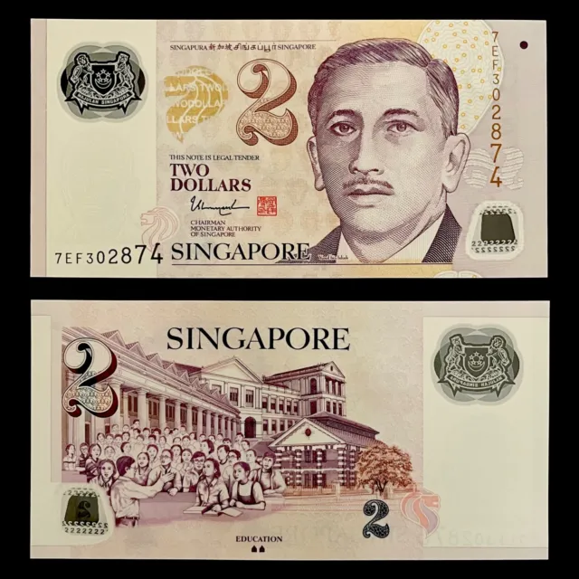 2022 Singapore 2 Dollars Polymer P-New Unc+ + +W/2 Solid House Education Tharman