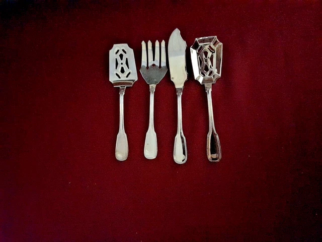 4 Couverts à Hors-d'œuvre Orfèvrerie CBI Modèle Filet Albi – Métal Argenté, Très Bon état