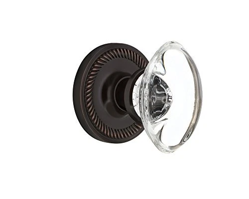 Nostalgic Warehouse Rope Rosette with Oval Clear Crystal Glass Knob, Privacy
