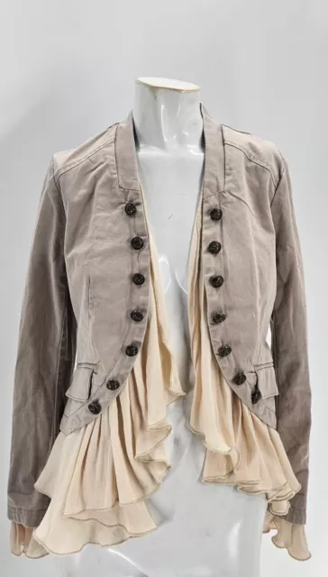 2913 Free People Womens Tan Victorian Steam Punk Military Open Jacket XS