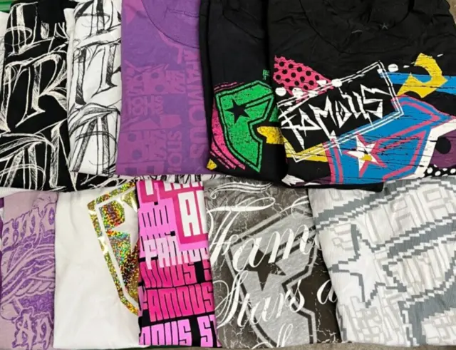 FAMOUS STARS AND STRAPS Womens Shirts Lot of 10 Total Sizes XS to XL Rare NEW